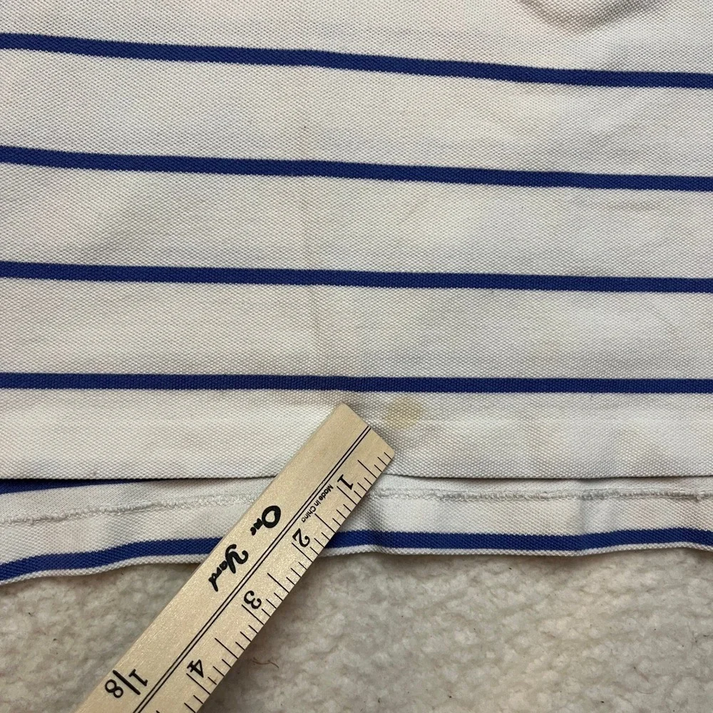Polo Ralph Lauren Polo Shirt Mens XL White Blue Striped Short Sleeve Pony Logo